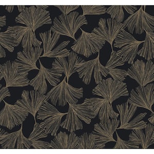 Gingko Toss Black Matte Paper Non-Pasted Wallpaper