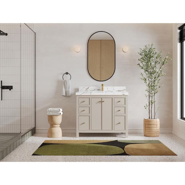 Willow Collections Chicago 42 in. Single Sink Freestanding Fine Grain Bath Vanity with Viola Brown Qt. Top Unassembled