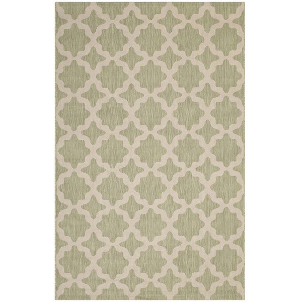 MODWAY Cerelia in Beige and Light Green 8 ft. x 10 ft. Moroccan Trellis Indoor and Outdoor Area Rug