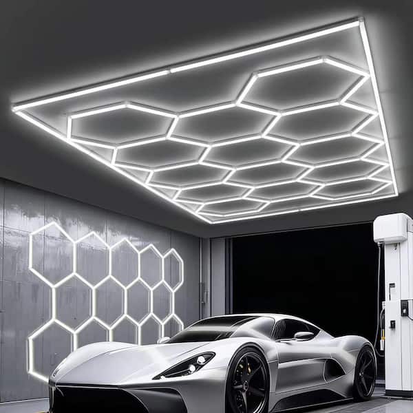 15 ft. 600-Watt Hexagon Garage Lights 72000LM Integrated LED Strip Light Fixture 5000K 100-277V/AC, ETL Listed (14-HEX)