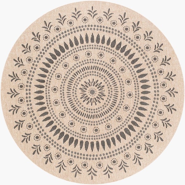 Encore Brown Cottage Native American 3 ft. 3 in. x 3 ft. 3 in. Indoor/Outdoor Area Rug