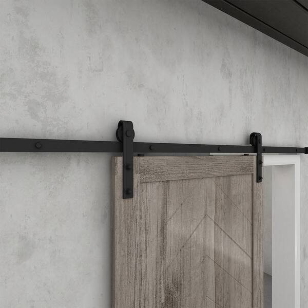 37 in. x 84 in. Herringbone Grey Finished Vinly Sliding Barn Door with Black Hardware Kit 37 in. x 84 in. Herringbone Grey Finished Vinly Sliding Barn Door with Black Hardware Kit