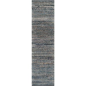 Cape Cod Blue 2 ft. x 6 ft. Distressed Striped Runner Rug