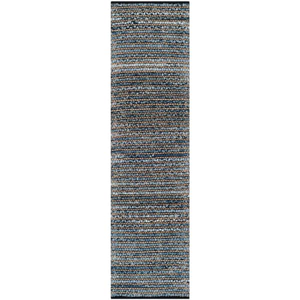 SAFAVIEH Cape Cod Blue 2 ft. x 8 ft. Distressed Striped Runner Rug