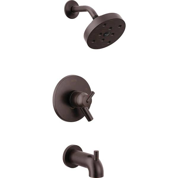 Delta Trinsic 1-Handle Wall Mount Tub and Shower Faucet Trim Kit in Venetian Bronze with H2Okinetic (Valve Not Included)