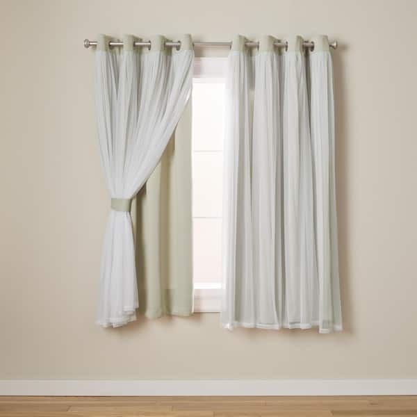 EXCLUSIVE HOME Talia Sand Solid Lined Room Darkening Grommet Top Curtain, 52 in. W x 63 in. L (Set of 2)