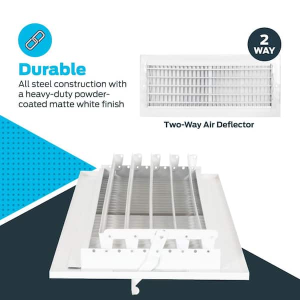 EZ-FLO 16 in. x 6 in. 2-Way Steel Wall/Ceiling Register, White