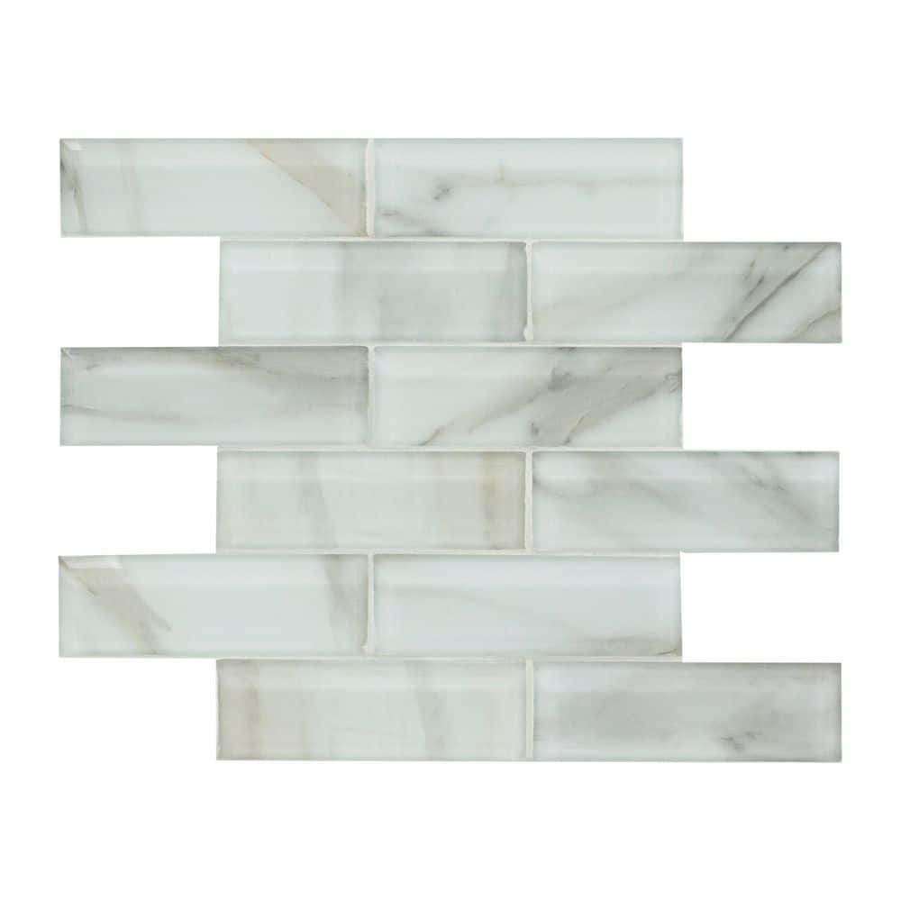 Take Home Tile Sample - Ivory Amber 6 x in. 6 x in. 8 mm Beveled Subway Glossy Glass Mosaic Tile price history on PriceWatchPro
