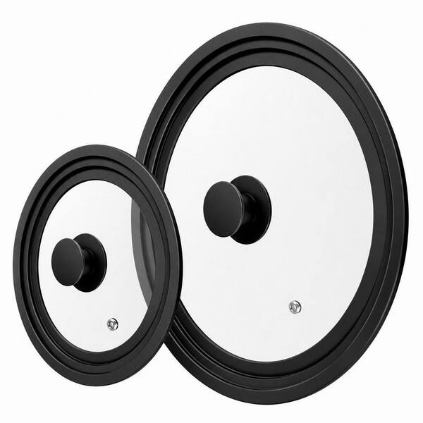Universal Fit 7-12 in. Tempered Glass Silicone Pot Lid for Frying Pans and Cast-Iron Cookware (2-Pack)