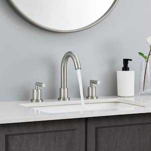 Widespread Bathroom Faucets 3 Hole 360° Swivel Spout Modern Sink Basin Faucets in Brushed Nickel