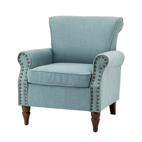Z-joyee Modern 30 in. W Blue Polyester Nailhead Arm Chair
