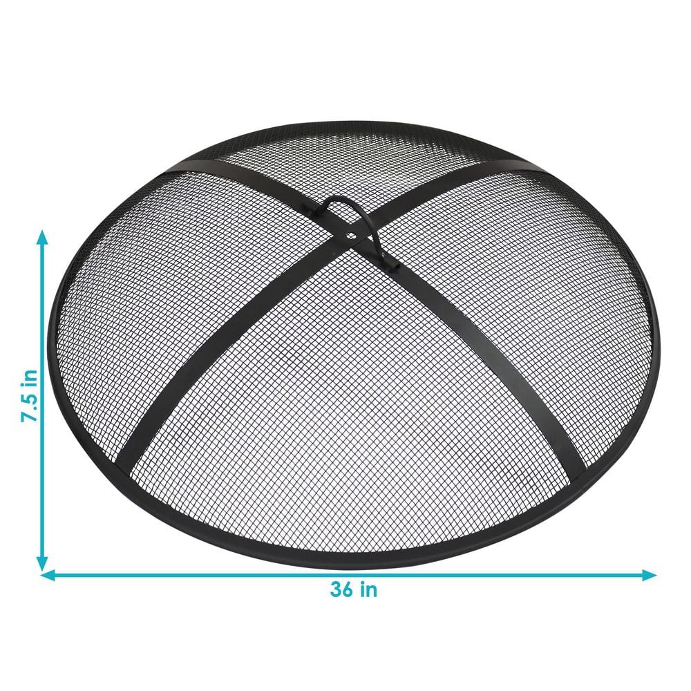 Heavy-Duty Black Steel Mesh Round Fire Pit Spark Screen