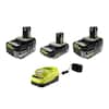 RYOBI ONE+ 18V Lithium-Ion HIGH PERFORMANCE Starter Kit with 2.0 Ah Battery, (2) 4.0 Ah Batteries, and Charger PSK108SB