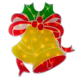 19 in. Lighted Christmas Bells Window Silhouette