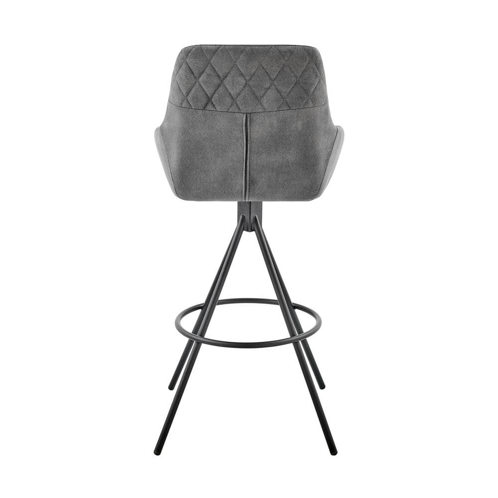 Modern Charcoal Fabric and Black Metal 30" Swivel Bar Stool