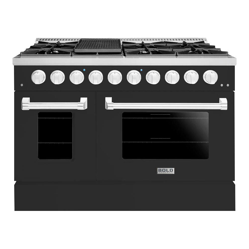 Hallman BOLD 48 IN, 8 Burner Freestanding Double Oven Gas Range with Gas Stove and Gas Oven in
