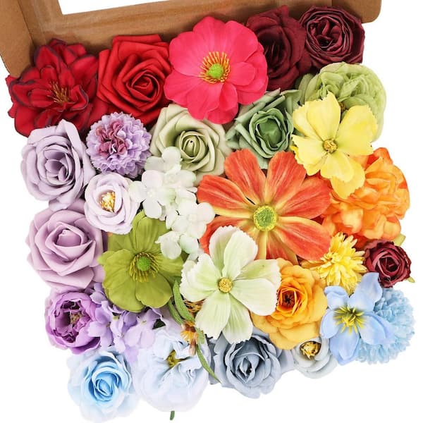Afoxsos 4 in. Rainbow Color Family Indoor Artificial Plant Flower