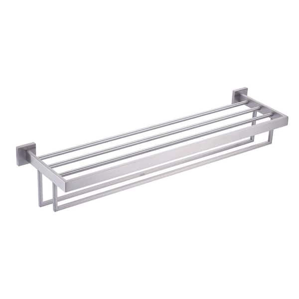 ALEASHA 32 in. 2-Towel Holders Wall Mounted Towel Rack in Brushed Nickel