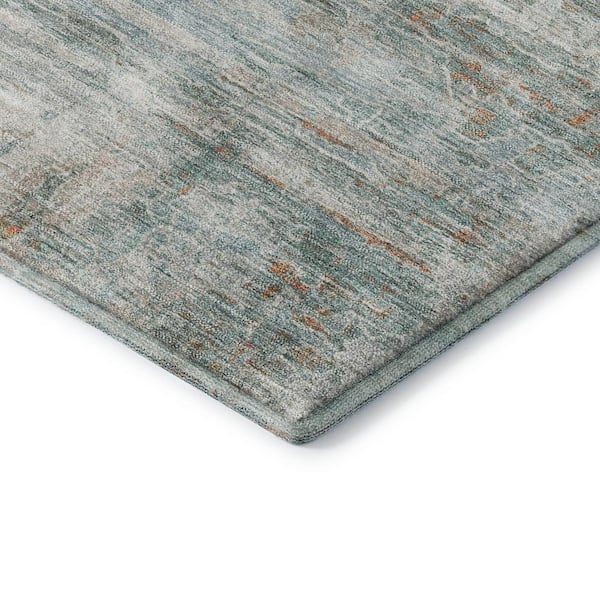 Mayfield Premium Machine Washable Abstract AMF2154 Aqua 8 ft. x 10 ft. Area Rug