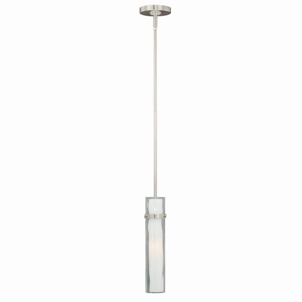 Vaxcel Vilo Satin Nickel Mini Pendant Ceiling Light White Glass