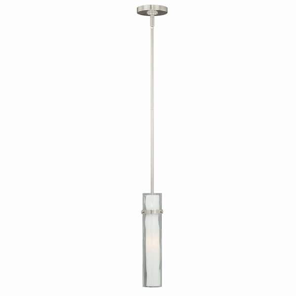Vilo 1-Light Satin Nickel Mini Pendant Ceiling Light White Glass