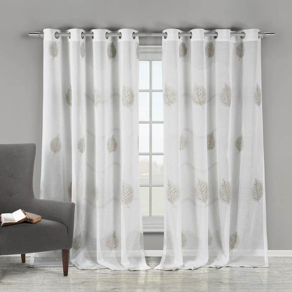 Patsa 38 in. W x 84 in. L Polyester Window Panel in White-Taupe