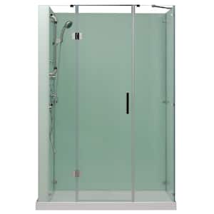 Kascade Hinged 59 in. x 32 in. x 84 in. Center Drain Alcove Shower Kit in White and Chrome Hardware with 8-Body Jets