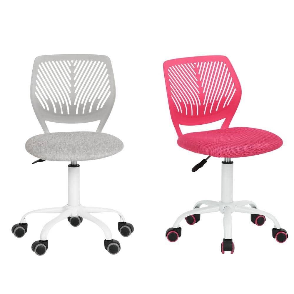 Carnation Mesh Ergonomic Swivel Task Chair Set of 2 in Gray Pink and Pink with Adjustable Height and Back for Teen -  Homy Casa, CARNAT GREY2