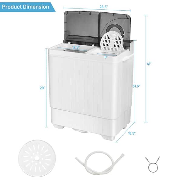 Gymax 4.8 cu. ft. Portable 13 lbs. Compact Mini Twin Tub Washing