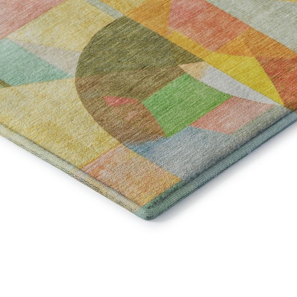 Mayfield Premium Machine Washable Abstract AMF1757 Wheat 5 ft. x 7 ft. 6 in. Area Rug