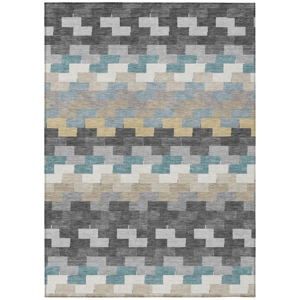 Chantille Machine Washable Indoor/Outdoor Abstract ACN3052 Gray 9 ft. x 12 ft. Area Rug