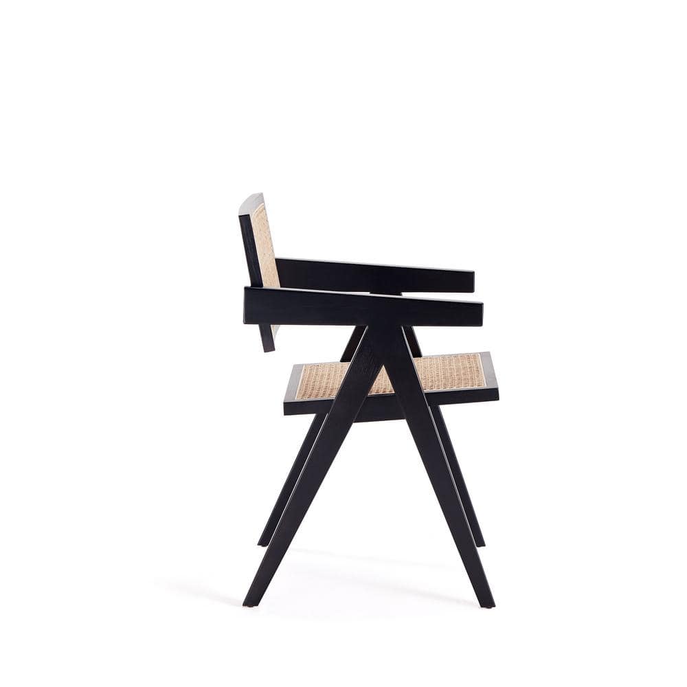 Hamlet Black and Natural Cane Rattan Dining Arm Chair Set of 2