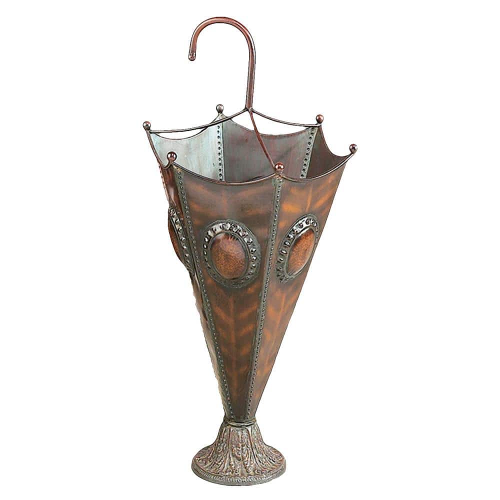 Antique Bronze Iron Umbrella Stand with Sculpted Base