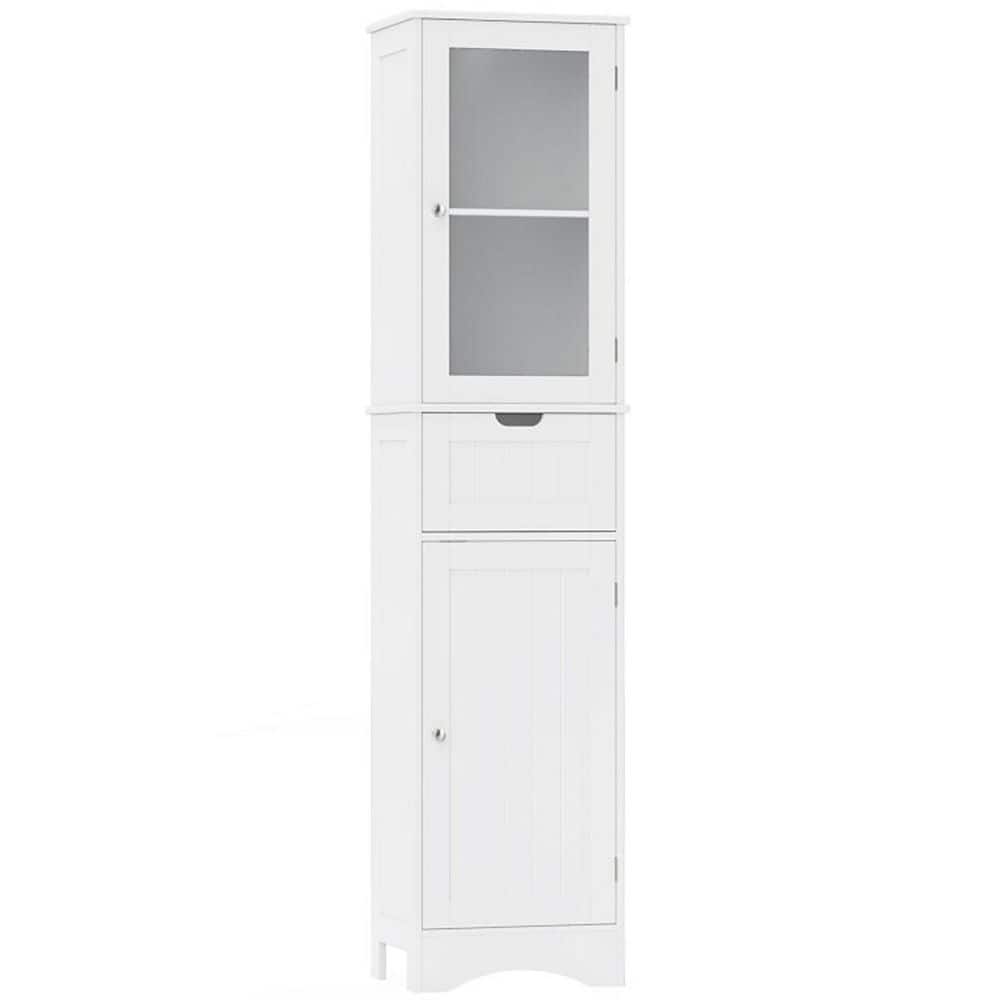 16 in. W x 12 in. D x 67 in. H White Freestanding Linen Cabinet with 2 Doors and 1 Drawer price history on PriceWatchPro