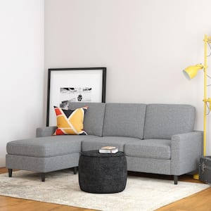 Jenny 2-Piece Gray Fabric 3-Seater L-Shaped Sectional Sofa Tapered Wood Legs