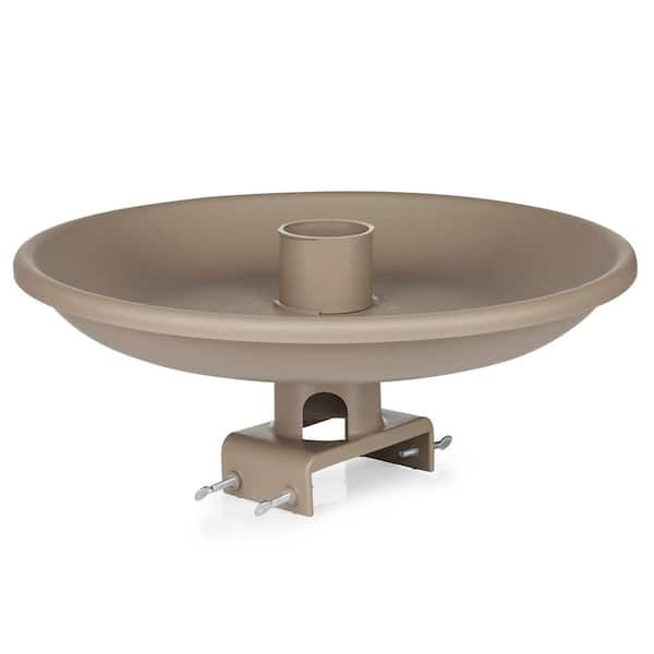 150-Watt Outdoor Plastic Heated Birdbath with Deck Mount and Perch, Tan