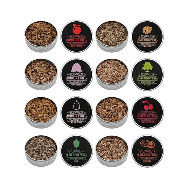 8-Piece Multi-Color Natural Wood Chips Kitchen Smoker Kit for Cocktails, Drinks, Food, Barbecue, Desserts