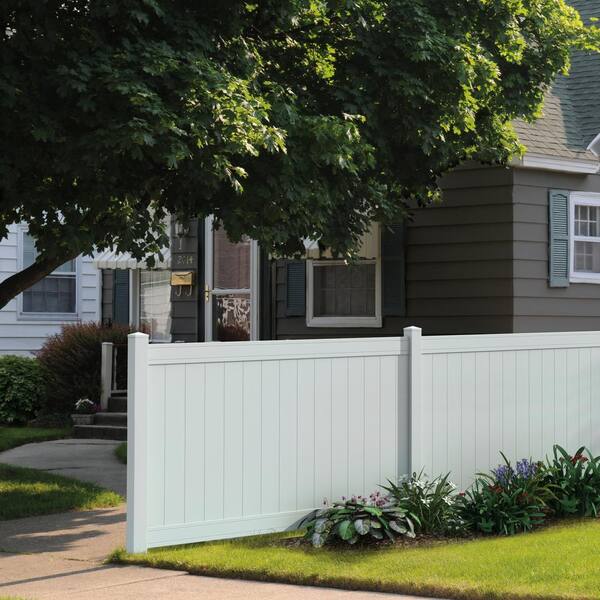 Veranda Pro Series 5 in. x 5 in. x 84 in. White Vinyl Woodbridge Routed End Fence Post