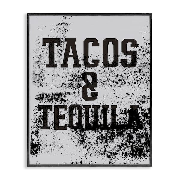 Stupell Industries Tacos and Tequila with Splatter by Jessica Weifle Black Framed Food Giclee Art Print 14 in. x 11 in.
