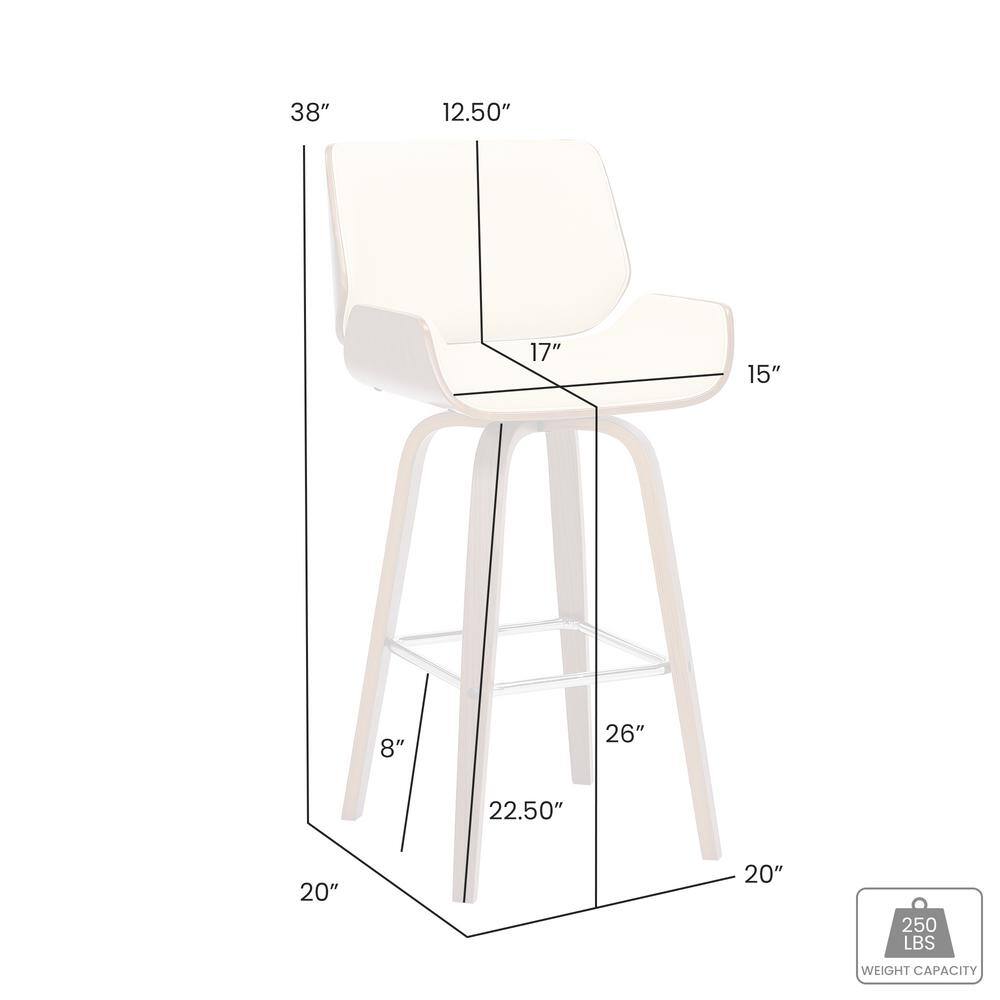 26" Gray Faux Leather Swivel Wood Counter Stool