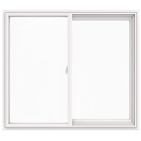 JELD-WEN 47.5 in. x 41.5 in. V-2500 Series White Vinyl Left-Handed Sliding Window with Fiberglass Mesh Screen