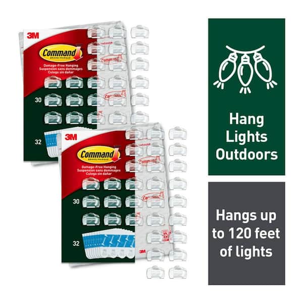 Clear Outdoor Light Clips (60 Clips, 64 Command Strips)