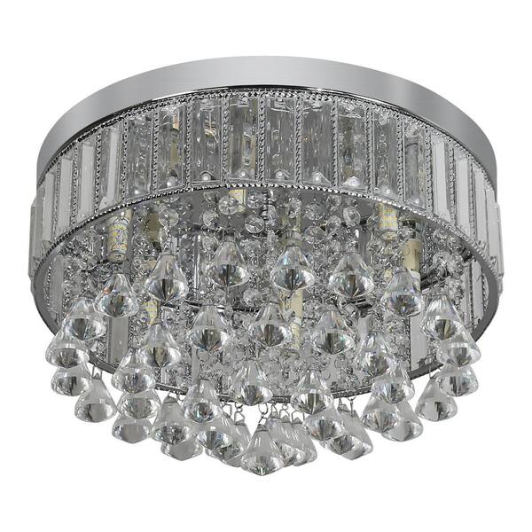 OUKANING 13.77 in. 6-Light Silver Modern Flush Mount Ceiling