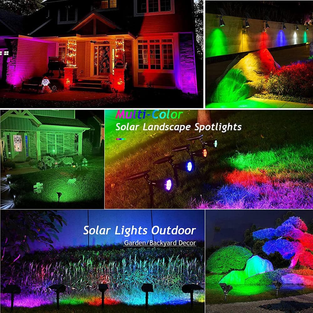 Color Changing Solar LED Outdoor Spotlight Set - 4 Pack