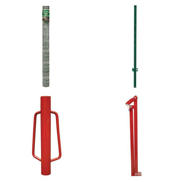 6 ft. x 150 ft. Poultry Netting, Steel U Post, Post Driver and T-Post Puller Combo