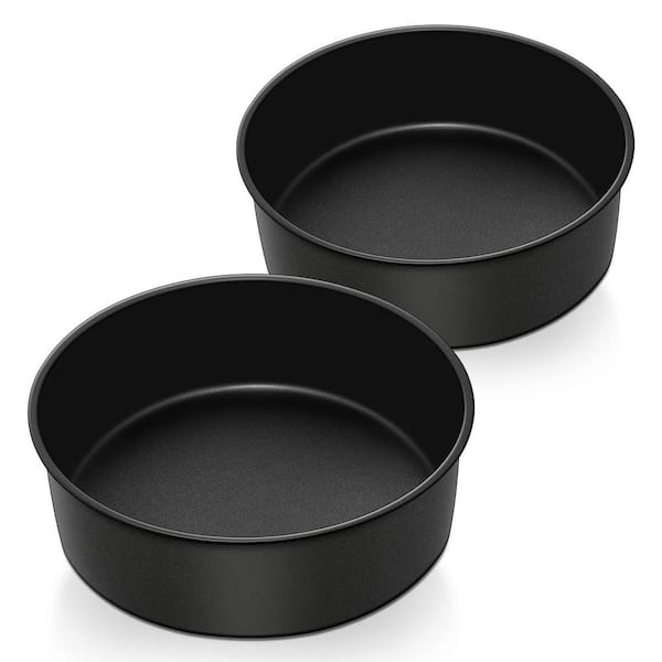 2-Piece Stainless Steel Nonstick Round Cake Pan Set Deep One-Piece Design Easy Clean for Baking Layer Cakes
