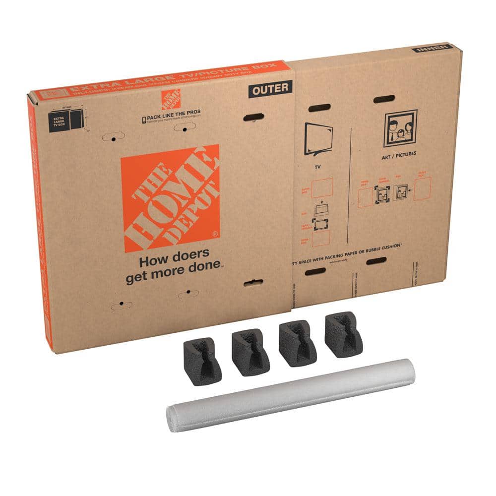 Heavy-Duty Extra-Large Adjustable TV and Picture Moving Box with Handles
