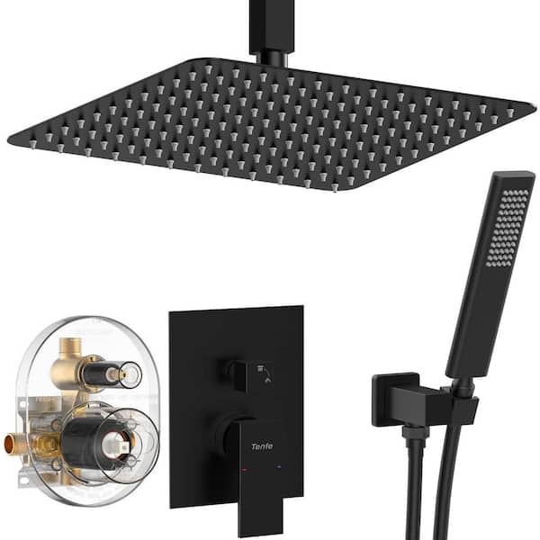 Nestfair Single Handle 1-Spray Shower Faucet 2.5 GPM with Pressure Balance, Corrosion Resistant in. Matte Black