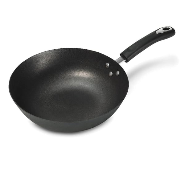 Starfrit Medium 10 in. Black Cast Iron Light Non-Stick Wok with Bakelite Handle
