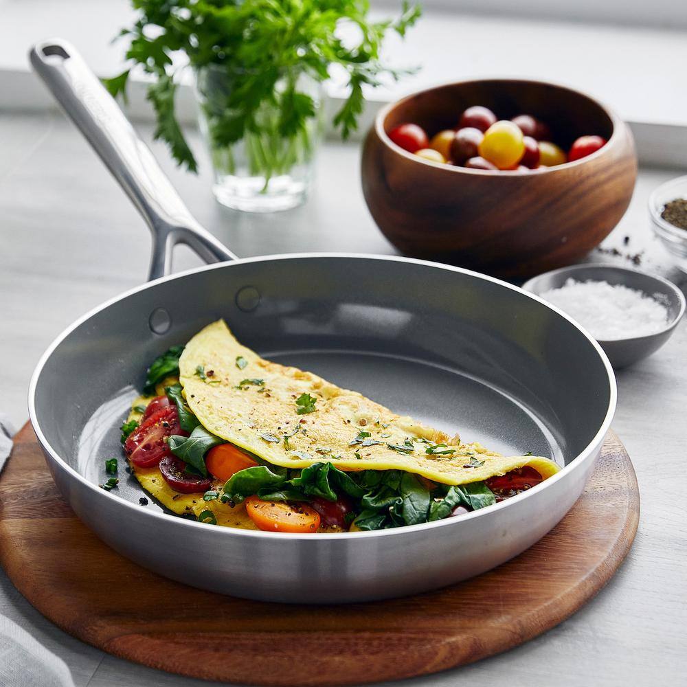 GreenPan GP5 Stainless Steel Ceramic Nonstick 2-Piece Frypan Set, 10" and 12"